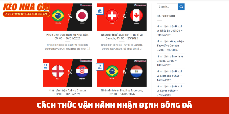 Cách thức vận hành nhận định bóng đá