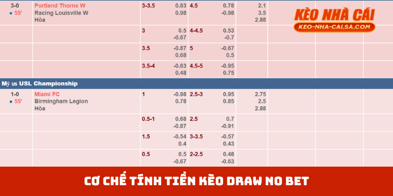 Cơ chế tính tiền kèo draw no bet