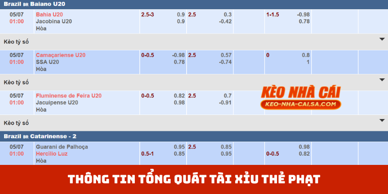 Thông tin tổng quát Tài xỉu thẻ phạt