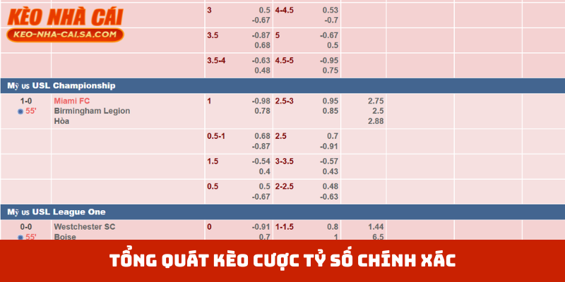 Tổng quát kèo cược tỷ số chính xác
